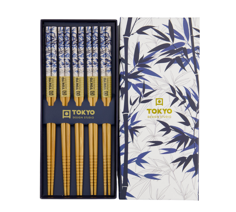 Spisepinde gavesæt, Blue Bamboo - 5 par